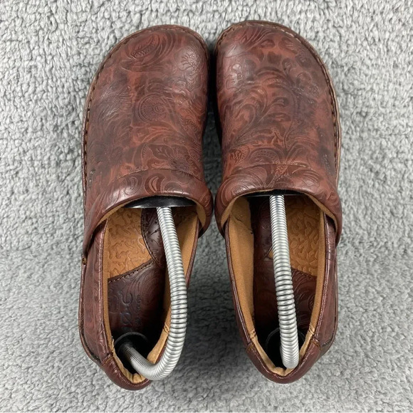 BOC BORN O Concept Womens 8.5 W Clogs Tooled Leather Floral Prints Shoes Brown - Picture 7 of 15